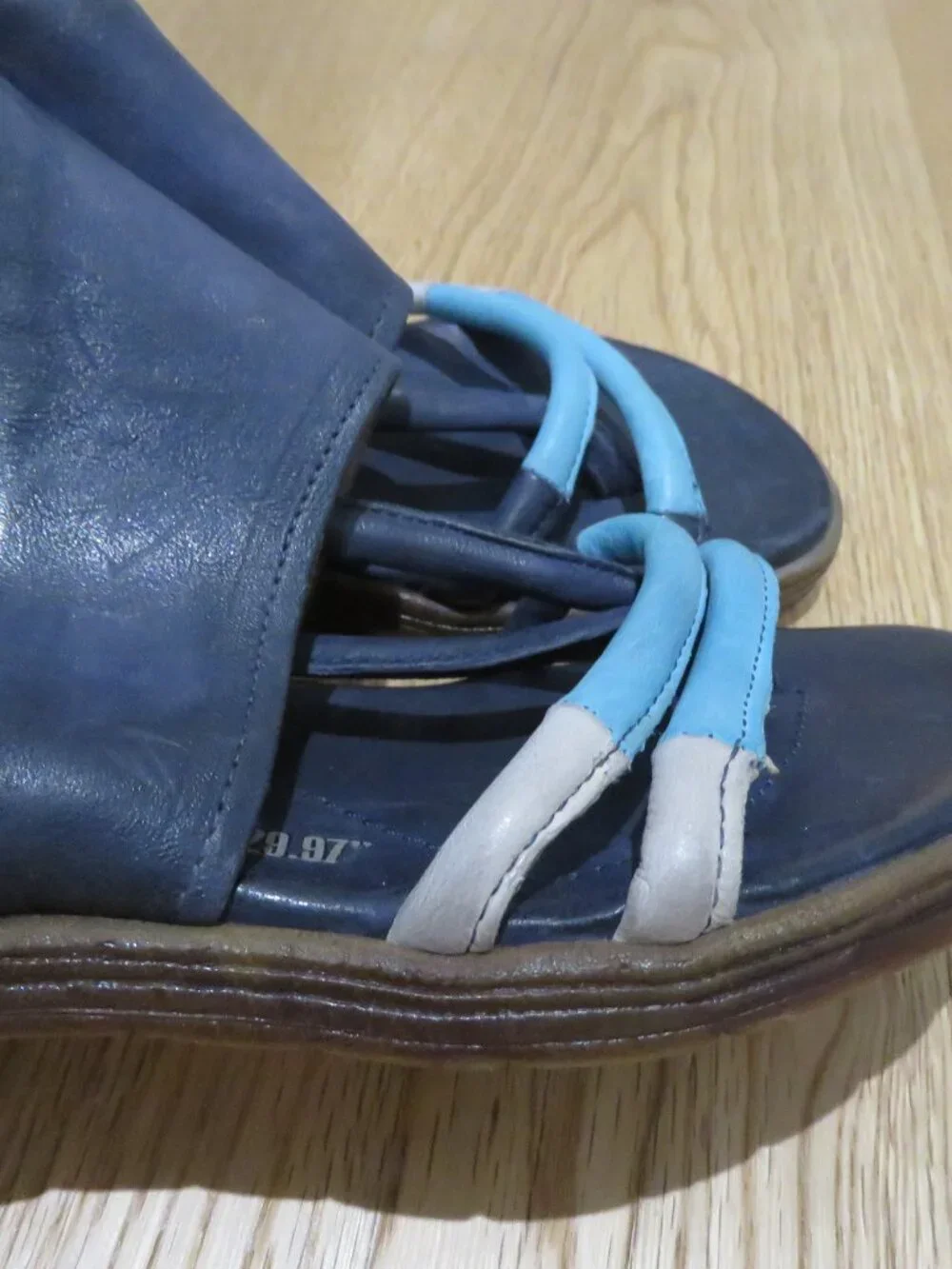 A.S. 98 Merv Leather Sandal Shoes Tornado Marina Grigio Blue US 7 Boho Grunge